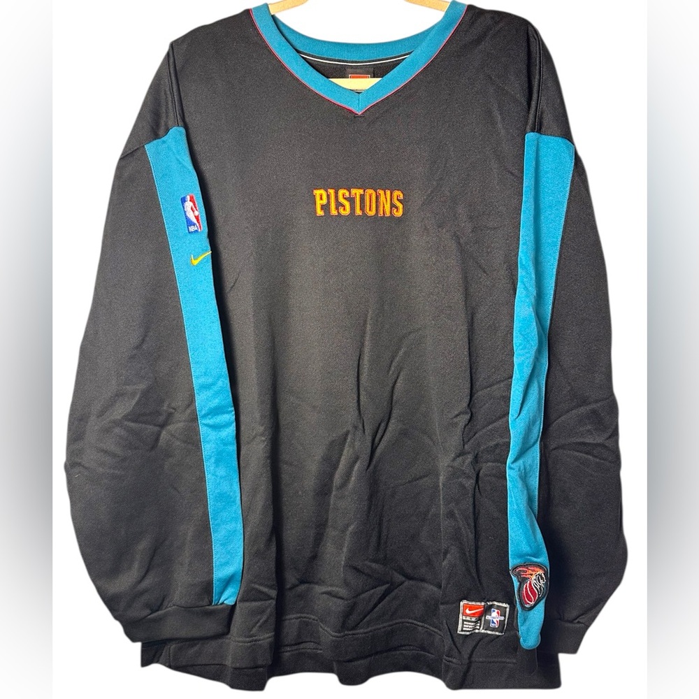 Rare Vintage Detroit Pistons NIKE Long Sleeve Game Shirt/Sweatshirt Jersey